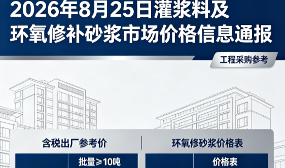 穆棱2026年8月25日灌浆料及环氧修补砂浆市场价格信息通报